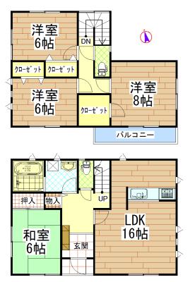 Floor plan. 19.9 million yen, 4LDK, Land area 184.16 sq m , Building area 104.33 sq m