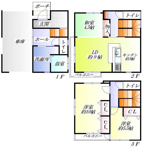 Floor plan. 24,900,000 yen, 3LDK, Land area 75.06 sq m , Building area 114.11 sq m