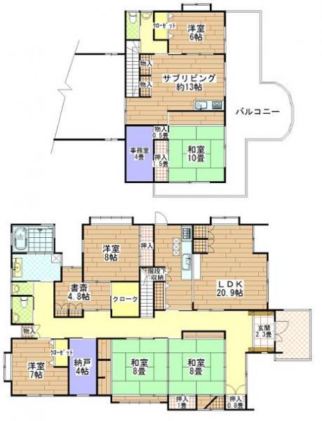 Floor plan. 43,800,000 yen, 6LLDDKK, Land area 919.78 sq m , Building area 224.8 sq m