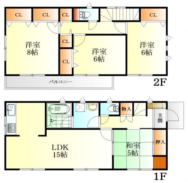 Floor plan. 24,900,000 yen, 4LDK, Land area 249.95 sq m , Building area 96.79 sq m
