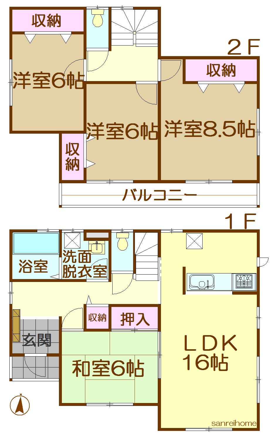 Floor plan. 25,800,000 yen, 4LDK, Land area 181.4 sq m , Building area 105.98 sq m