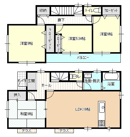 Floor plan. 26.5 million yen, 4LDK, Land area 175.68 sq m , Building area 104.33 sq m