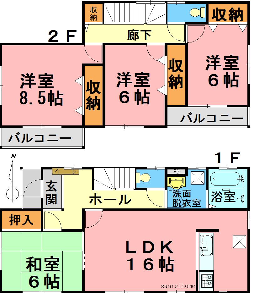 Floor plan. 26,900,000 yen, 4LDK, Land area 180.07 sq m , Building area 105.99 sq m