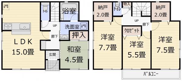 Floor plan. 25,900,000 yen, 4LDK, Land area 193.63 sq m , Building area 97.2 sq m