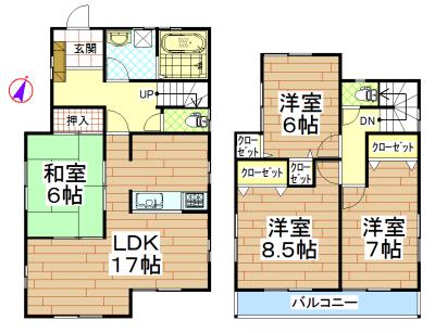 Floor plan. 27.6 million yen, 4LDK, Land area 173.99 sq m , Building area 105.16 sq m