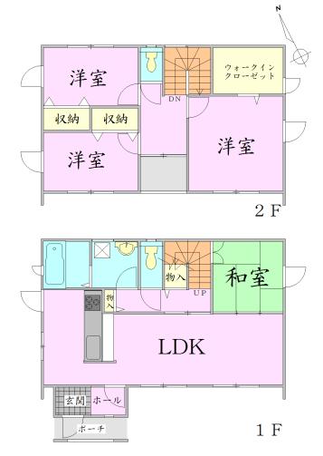 Floor plan. 24.5 million yen, 4LDK + S (storeroom), Land area 232.22 sq m , Building area 103.09 sq m