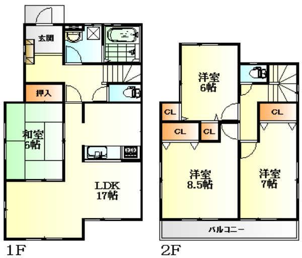 Floor plan. 27.6 million yen, 4LDK, Land area 173.99 sq m , Building area 105.16 sq m