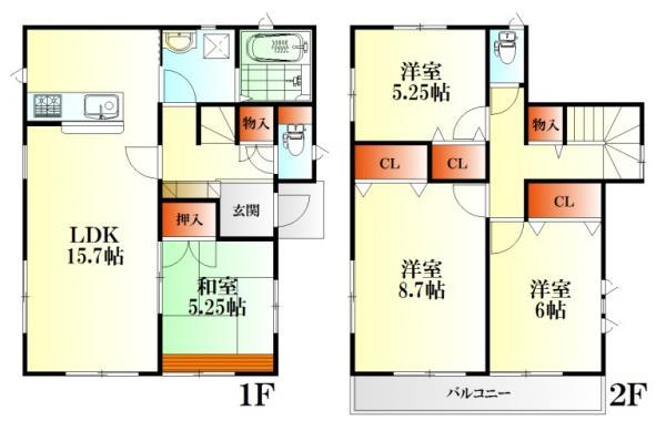 Floor plan. 24,900,000 yen, 4LDK, Land area 200.64 sq m , Building area 96.38 sq m
