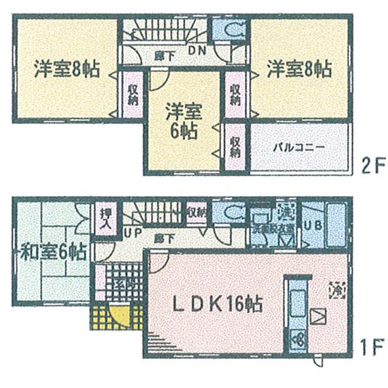 Floor plan. (4 Building), Price 25,900,000 yen, 4LDK, Land area 175.4 sq m , Building area 105.99 sq m
