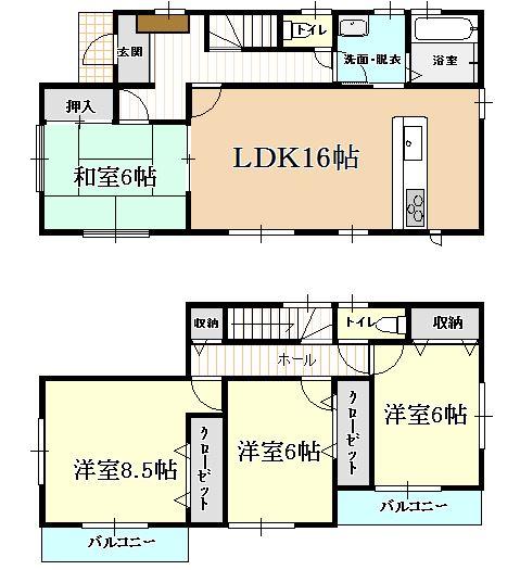 Floor plan. 26,900,000 yen, 4LDK, Land area 180.07 sq m , Building area 105.99 sq m
