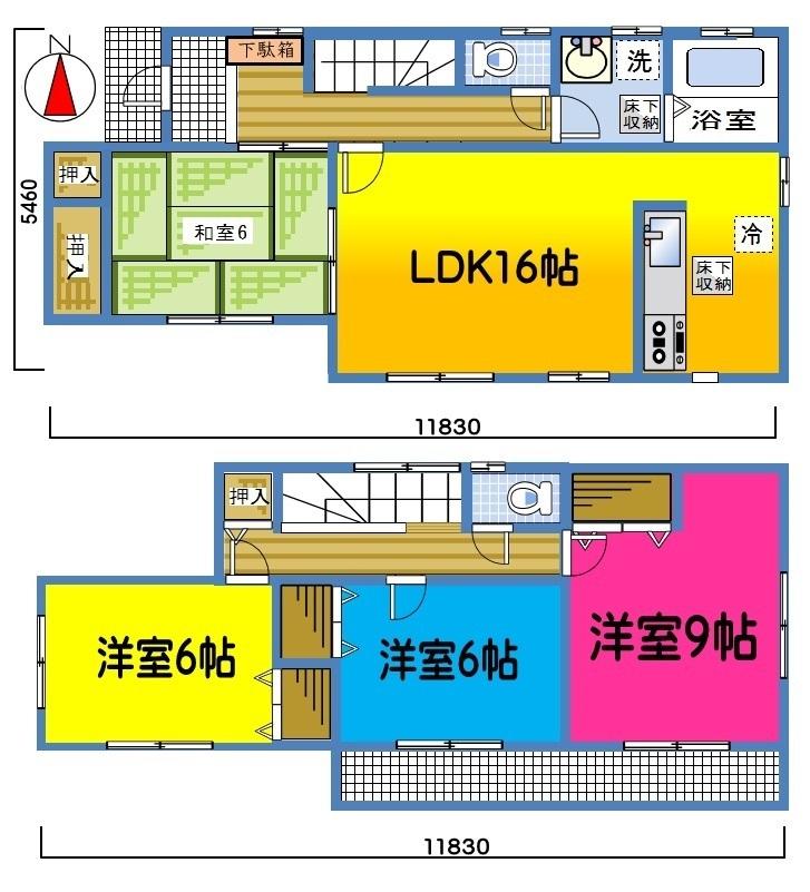 Floor plan. (5 Building), Price 27,800,000 yen, 4LDK, Land area 175.34 sq m , Building area 105.98 sq m