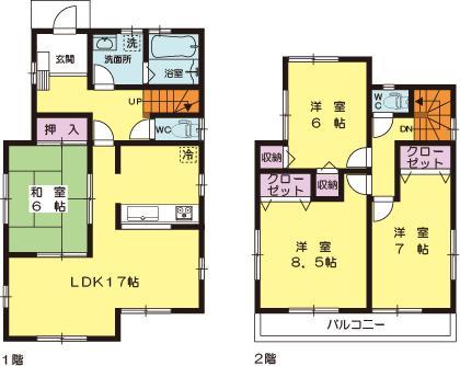 Floor plan. (1 Building), Price 27.6 million yen, 4LDK, Land area 173.99 sq m , Building area 105.16 sq m