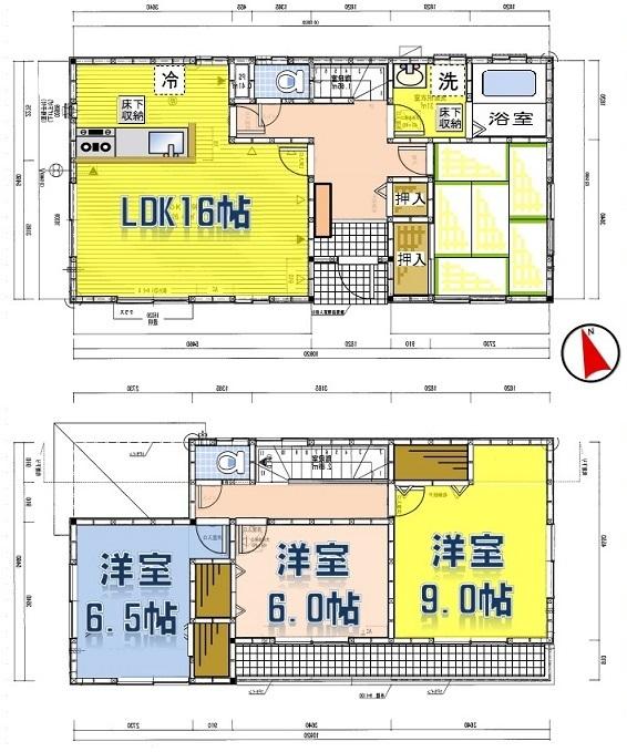 Floor plan. (Building 2), Price 18,800,000 yen, 4LDK, Land area 232.25 sq m , Building area 105.98 sq m