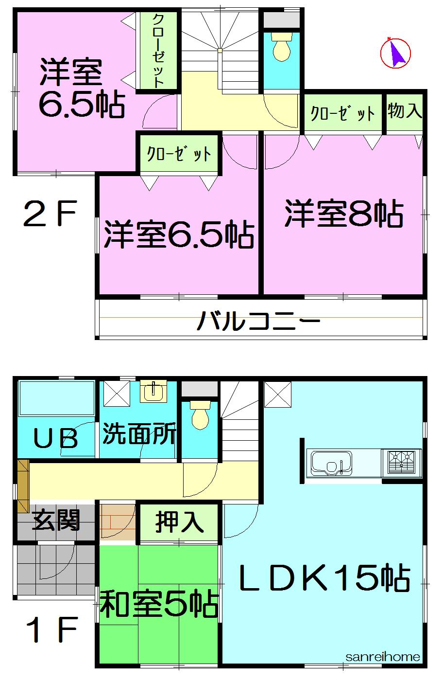 Floor plan. (3 Building), Price 20,900,000 yen, 4LDK, Land area 286.53 sq m , Building area 98.01 sq m