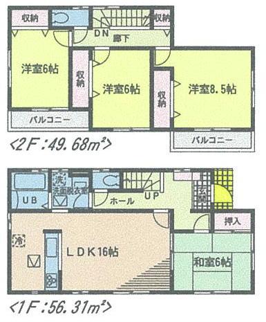 Floor plan. 18.6 million yen, 4LDK, Land area 210.38 sq m , Building area 105.99 sq m