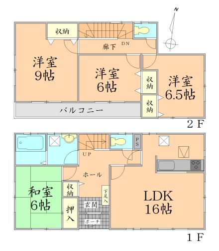 Floor plan. 20.8 million yen, 4LDK, Land area 197.6 sq m , Building area 105.98 sq m