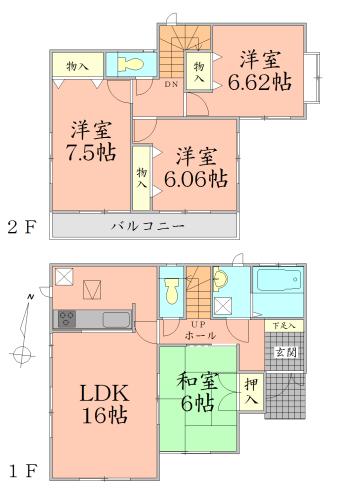 Floor plan. 18.5 million yen, 4LDK, Land area 142.97 sq m , Building area 97.92 sq m