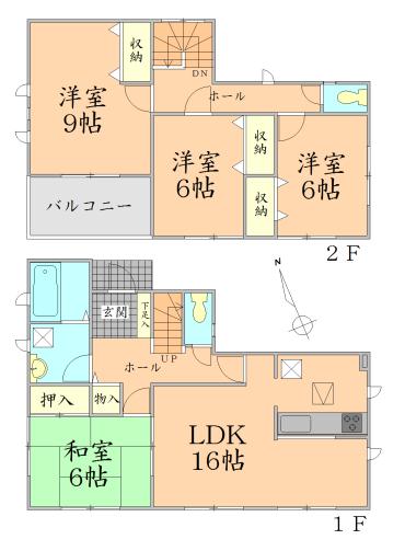 Floor plan. 19.3 million yen, 4LDK, Land area 199.91 sq m , Building area 105.98 sq m
