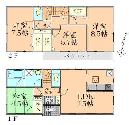 Floor plan. 17,900,000 yen, 4LDK, Land area 184.85 sq m , Building area 95.17 sq m