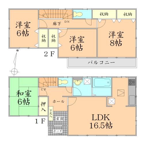 Floor plan. 21.1 million yen, 4LDK, Land area 197.76 sq m , Building area 105.99 sq m