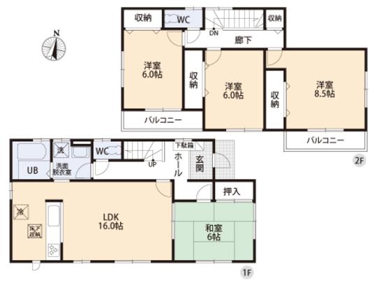 Floor plan. 20.5 million yen, 4LDK, Land area 197.41 sq m , Building area 105.99 sq m floor plan