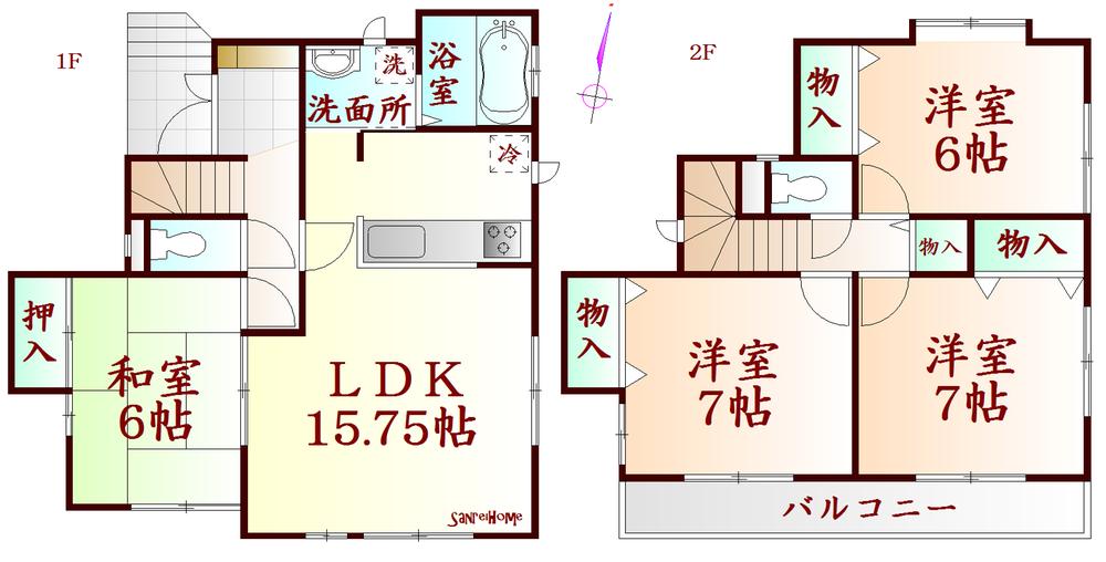 Floor plan. 15.8 million yen, 4LDK, Land area 115.61 sq m , Building area 96.46 sq m
