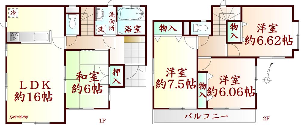 Floor plan. 18.5 million yen, 4LDK, Land area 142.97 sq m , Building area 97.92 sq m