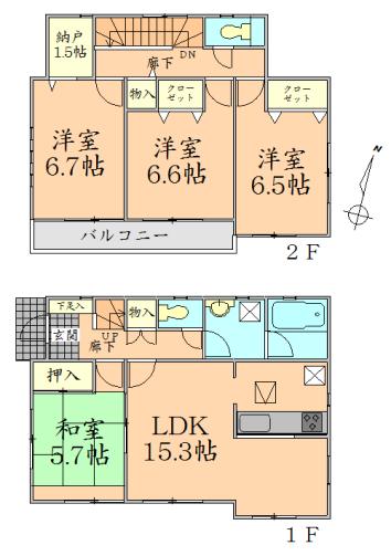 Floor plan. 18.9 million yen, 4LDK + S (storeroom), Land area 196.6 sq m , Building area 96.79 sq m