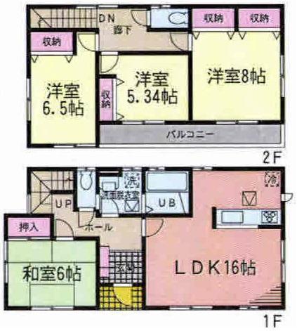 Floor plan. (5 Building), Price 19,800,000 yen, 4LDK, Land area 180.31 sq m , Building area 104.33 sq m