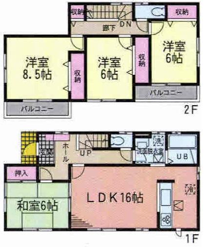 Floor plan. (6 Building), Price 19,800,000 yen, 4LDK, Land area 180.18 sq m , Building area 105.99 sq m