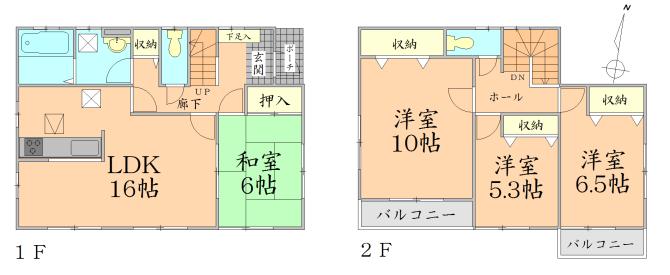 Floor plan. 19,550,000 yen, 4LDK, Land area 174.61 sq m , Building area 105.99 sq m