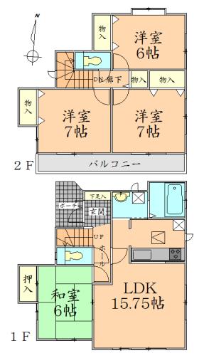 Floor plan. 15.8 million yen, 4LDK, Land area 115.61 sq m , Building area 96.46 sq m
