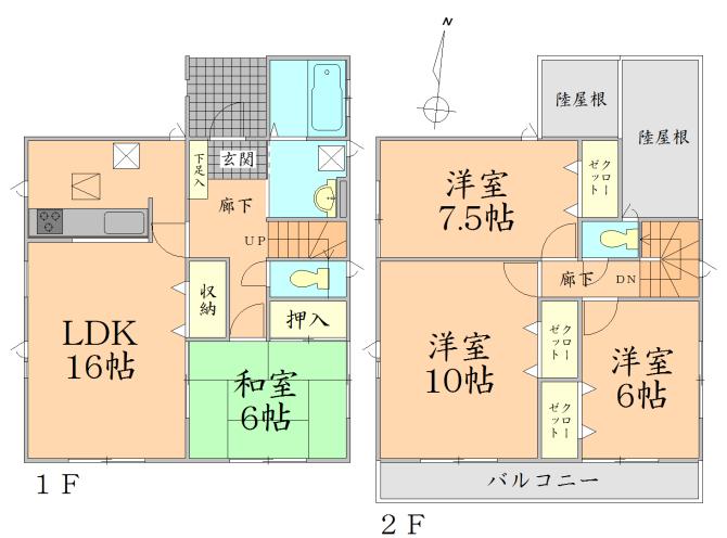 Floor plan. 20.8 million yen, 4LDK, Land area 182.76 sq m , Building area 105.99 sq m