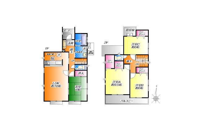 Floor plan. (6 Building), Price 21,800,000 yen, 4LDK, Land area 182.77 sq m , Building area 105.16 sq m