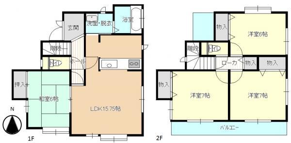 Floor plan. 15.8 million yen, 4LDK, Land area 115.61 sq m , Building area 96.46 sq m