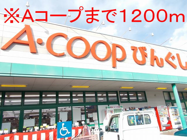 Supermarket. A Coop Bing to shop until the (super) 1200m