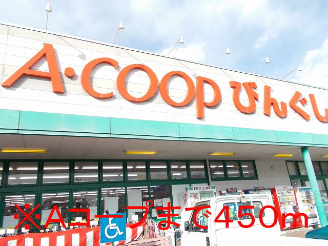 Supermarket. A Coop Bing to shop until the (super) 450m