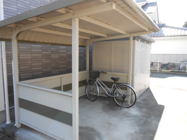 Parking lot. Bicycle parking lot (shared) equipped