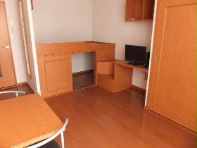 Living and room. With storage raised floor bed