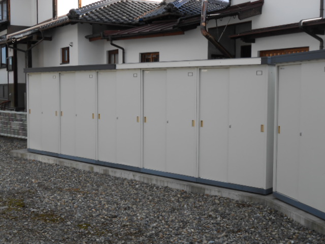 Other Equipment. Door to door individual outdoor storeroom equipped