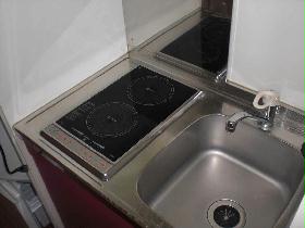 Kitchen. 2 is a neck electromagnetic stove in the kitchen.