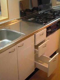 Kitchen. 3-neck of a gas stove and with grill.