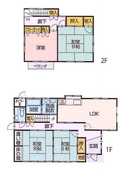 Floor plan. 13.8 million yen, 4LDK, Land area 156.21 sq m , Building area 114.27 sq m 4LDK