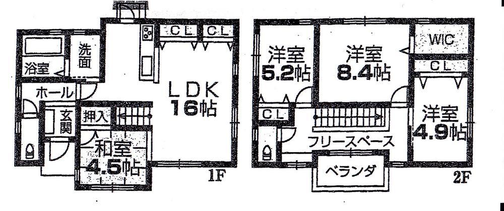 Floor plan. 17.8 million yen, 4LDK, Land area 160.63 sq m , On building area 105.87 sq m living there are 16 quires, Since the face-to-face kitchen, It looks more widely ☆