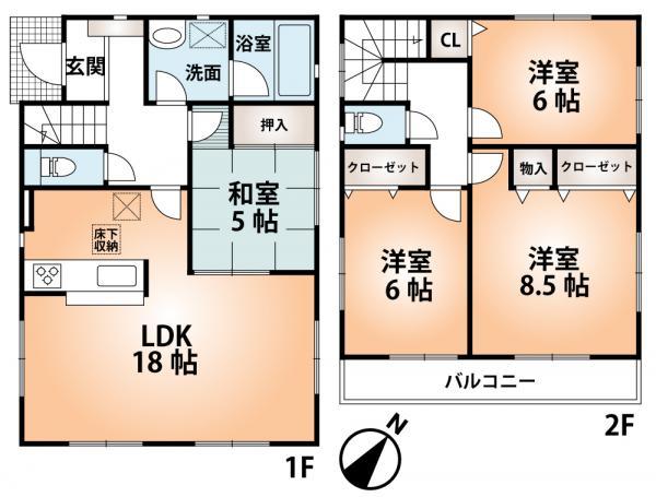 Floor plan. 20.8 million yen, 4LDK, Land area 396.52 sq m , There is housed in a building area of 99.63 sq m all rooms.