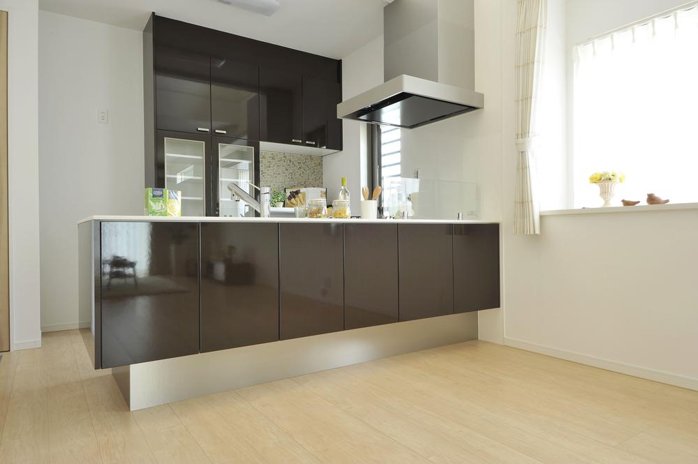 Building plan example (introspection photo). Model house kitchen