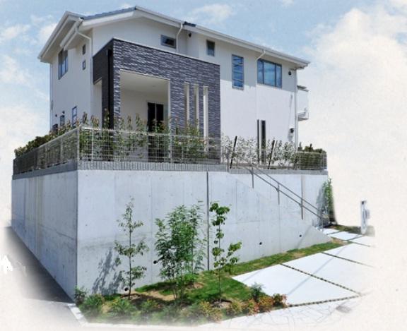 Building plan example (exterior photos). Model house appearance