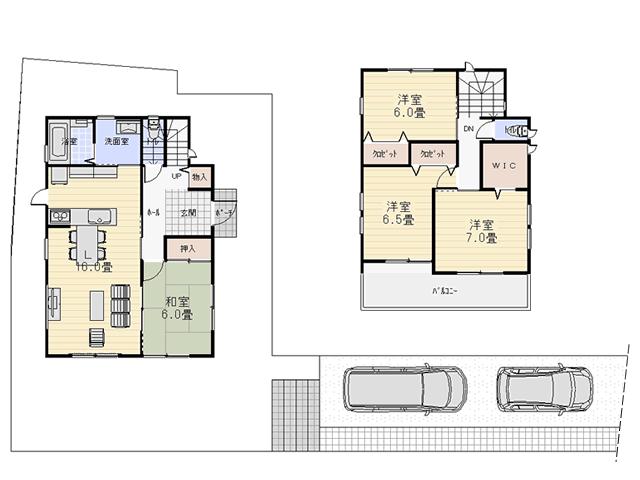 Compartment view + building plan example. Building plan example, Land price 12.6 million yen, Land area 203.03 sq m , Building price 16.2 million yen, Building area 99.18 sq m building plan example (No. 3 locations) Building price 16.2 million yen, Building area 99.18 sq m