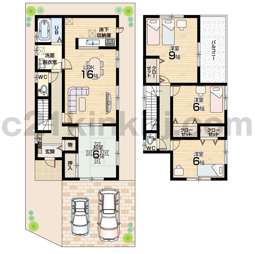 Floor plan. 26,800,000 yen, 4LDK, Land area 130.24 sq m , Building area 105.15 sq m floor plan 4LDK! Parking 2 cars! Large balcony! 