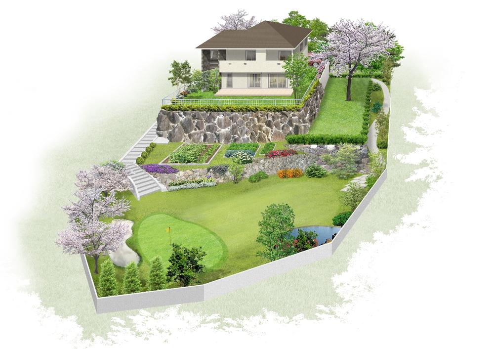 Compartment figure. Land price 60 million yen, Land area 1,350.76 sq m   [Reference Perth] You can freely take advantage of the large site. Golf Hall ・ Dog run ・ Pool ・ Home garden ・ Open-air bath ・ etc ・  ・  ・ . 